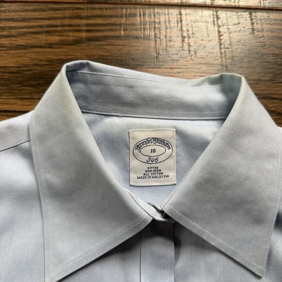 Brooks Brothers 346 Sleeveless Button Up Shirt Blue Oxford Cotton Fitted Sz 10 - Picture 3 of 5